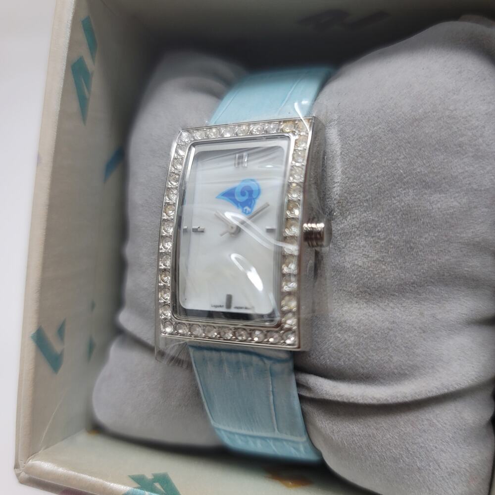 🆕 Deadstock NFL Los Angeles Rams Swarovski Crystal Ladies Leather Watch